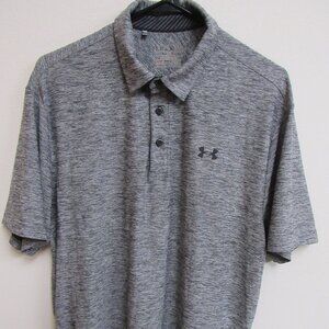 Under Armour Heatgear Loose Heather Black Short Sleeve Golf Polo Shirt Large